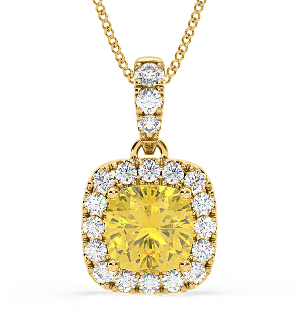Beatrice Yellow Lab Diamond Cushion Cut Necklace 1.38ct in 18K Gold - Elara Collection